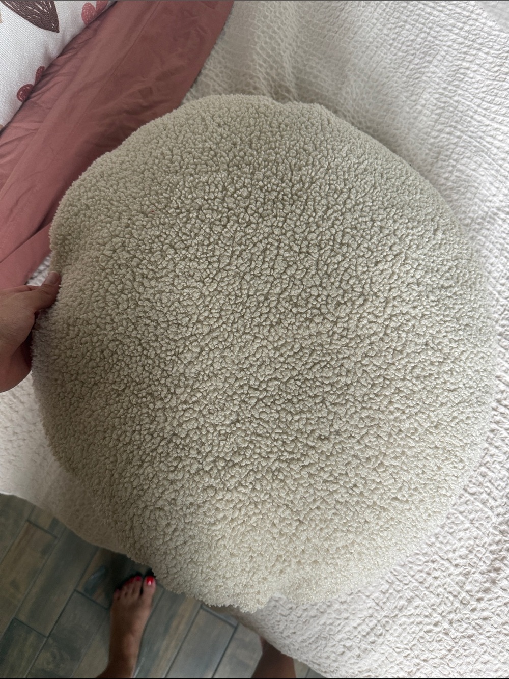 Mainstays Round Sherpa Accent Pillow in Cream